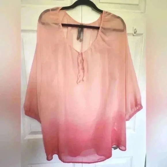Penningtons *New Women's Plus Size Pink Ombre  3/4 Sleeve Blouse Size 3x - Picture 2 of 11